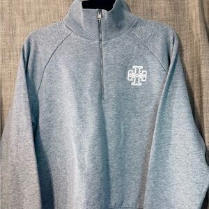 Tory Burch Light Gray Zip-Up Sweater